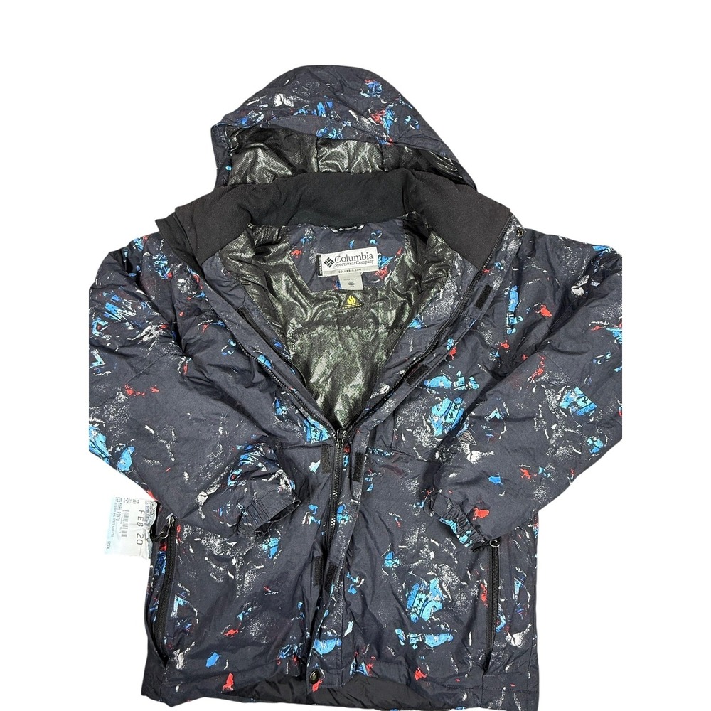 Columbia Titanium Jacket Boys 18/20 Black Omni-Heat Hooded Snowboard Snow Coat
